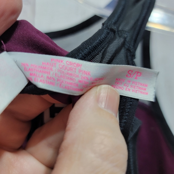 Victoria's Secret Pink Women's Purple/Black Mesh High Neck Bra Top Size Small. - Picture 5 of 5
